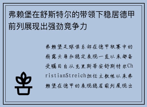 弗赖堡在舒斯特尔的带领下稳居德甲前列展现出强劲竞争力 弗赖堡在舒斯特尔的带领下稳居德甲前列展现出强劲竞争力